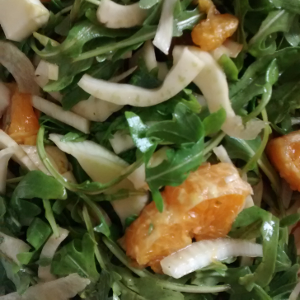 Ensalada de hinojo naranja rucula
